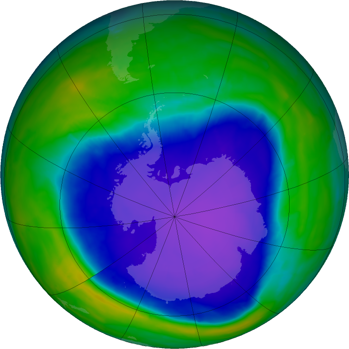 Antarctic ozone map for 04 October 2015